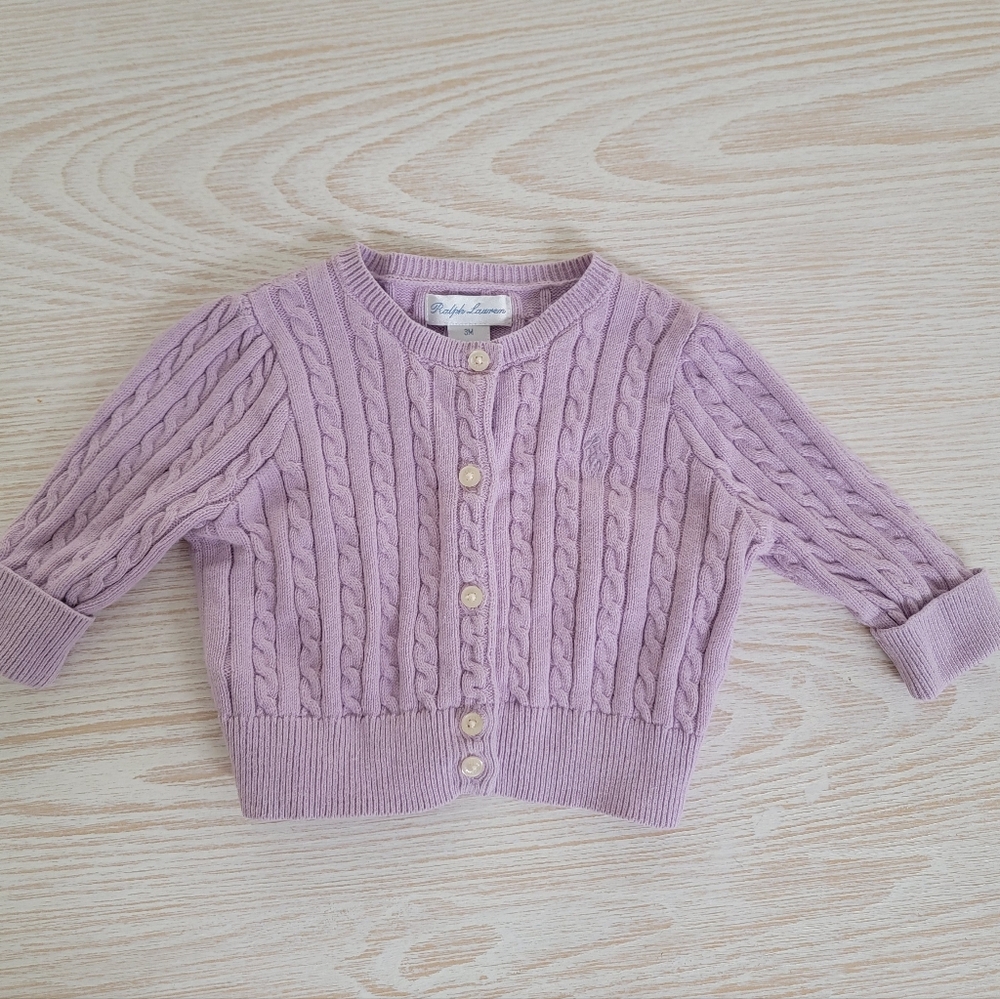 Ralph Lauren Lavendar Baby Cardigan 3mo